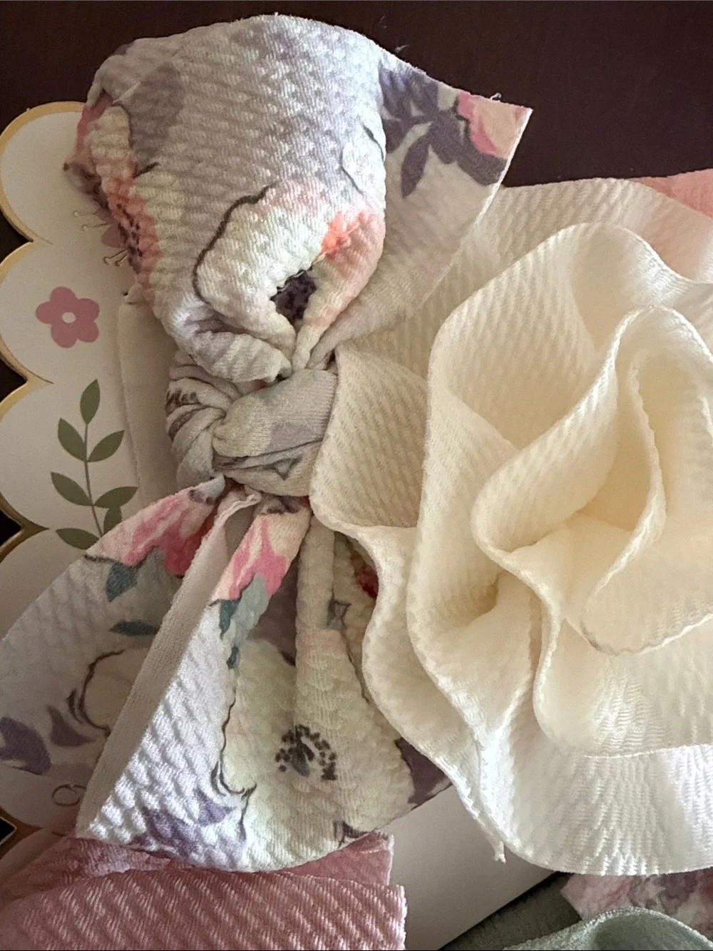 Baby Girls' Pastel HeadBand Bows Pink, Cream, Sage and floral.  Set of 6